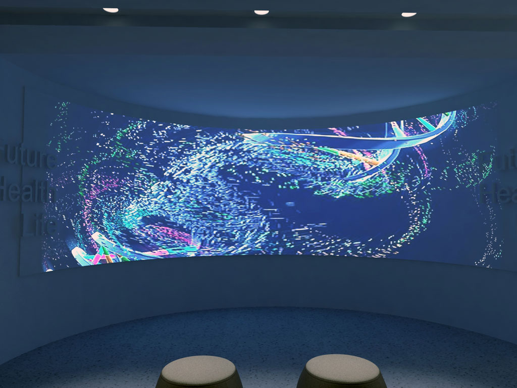 泓信生物企業(yè)數(shù)字展館設計效果圖-弧幕投影